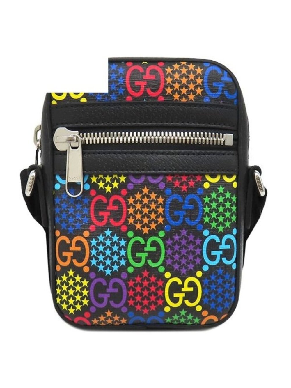 Gucci Shoulder Bag GG Supreme Canvas Leather Multicolor Black Silver